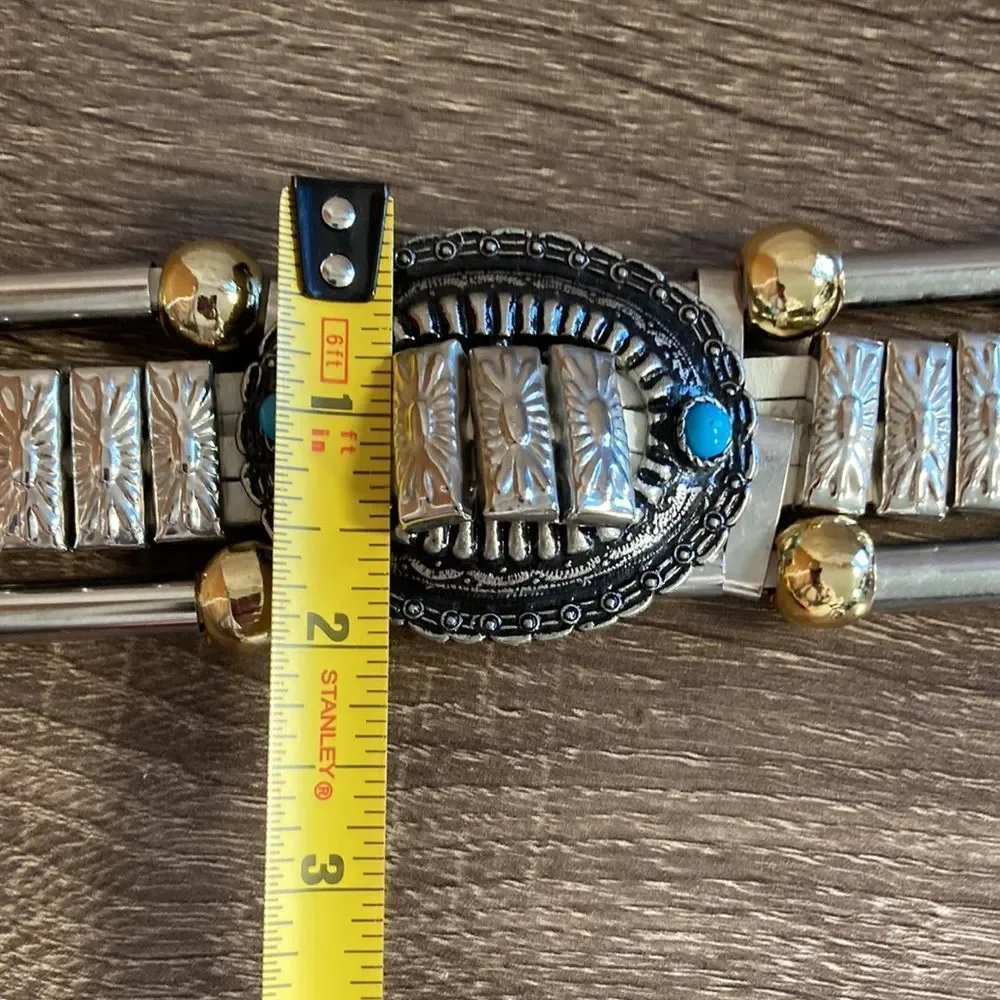 Vintage Women’s Medium Western Belt White & Silver